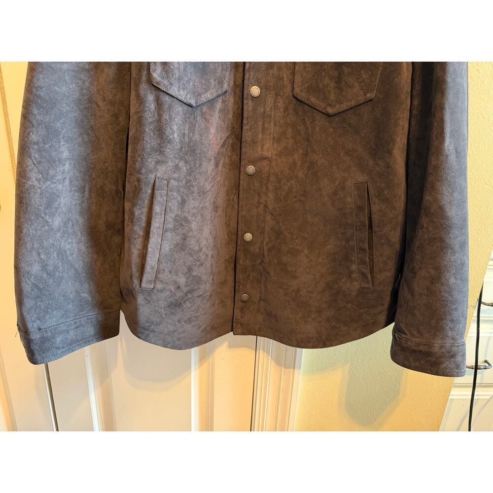 Levi’s Men’s Black Faux Suede Lined Full Zipper Snap Western Jacket Shacket Sz L - Picture 5 of 14